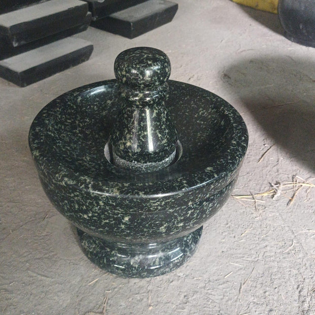 Aatukal / rubbu rolu / mortar and pestle (Hassan Green colour Granite)- 12 inch diameter, 8 inch height, 30 kg weight