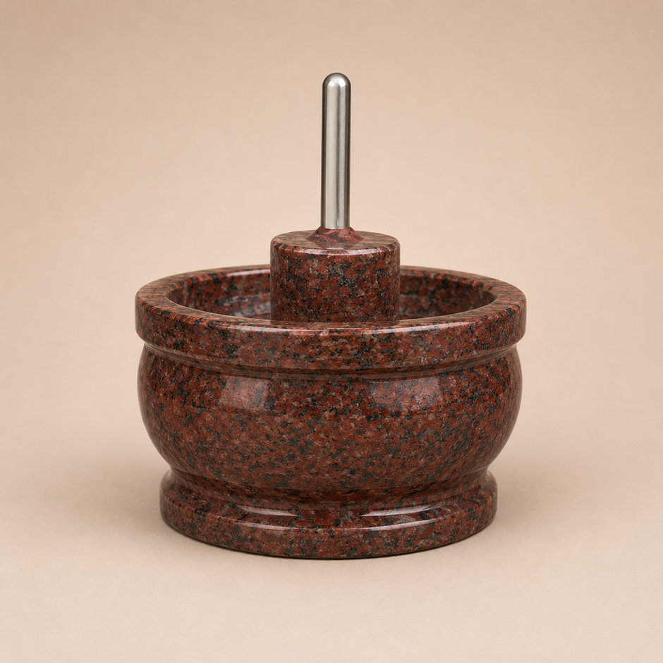Attu Kal Polished Steel Handle (Grinding Stone)