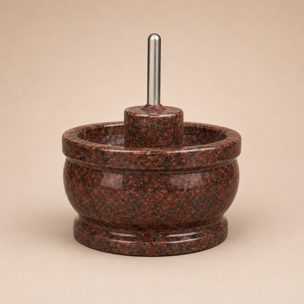 Attu Kal Polished Steel Handle (Grinding Stone)