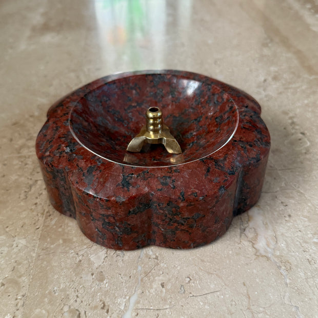 Bloom stone diya - Ruby Red Granite