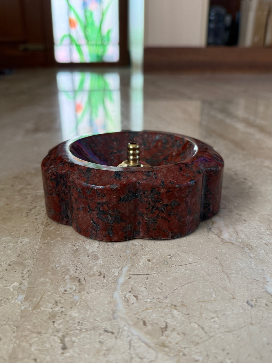 Bloom stone diya - Ruby Red Granite