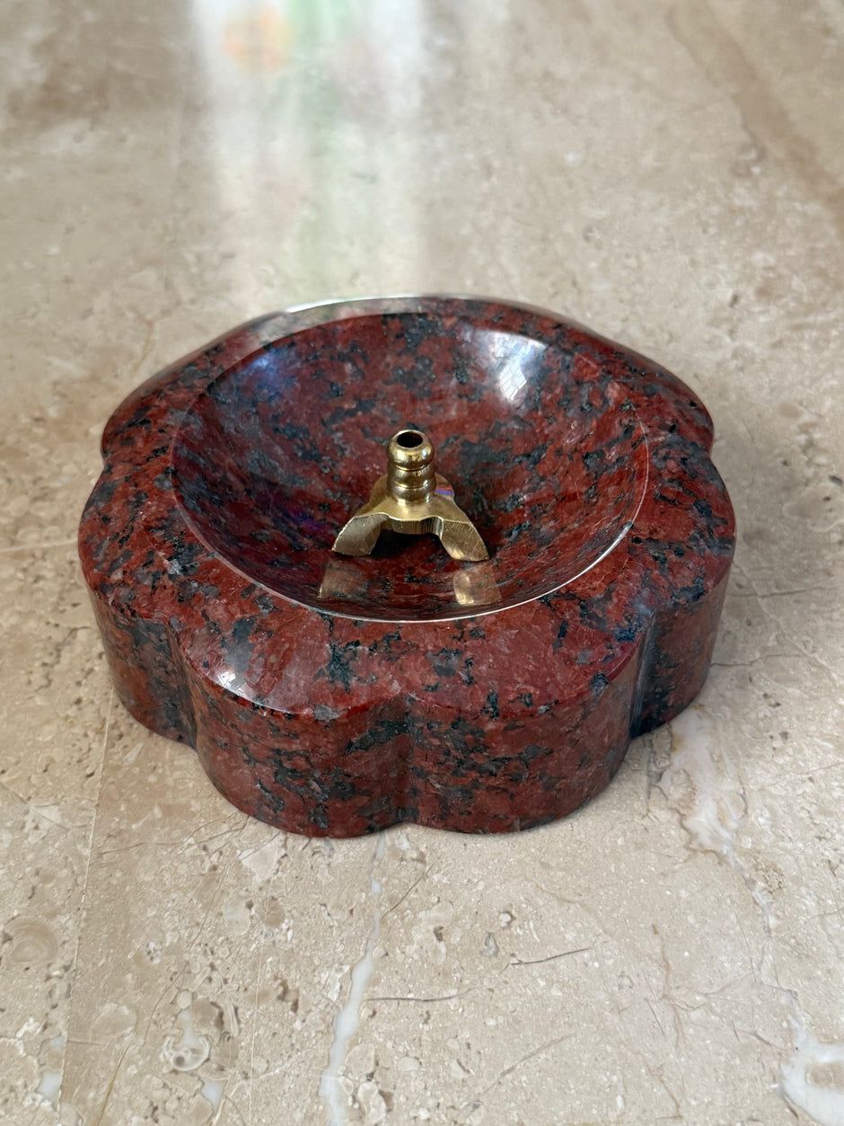 Bloom stone diya - Ruby Red Granite