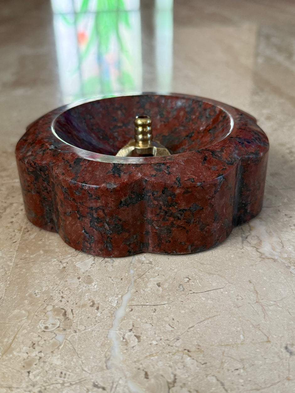 Bloom stone diya - Ruby Red Granite