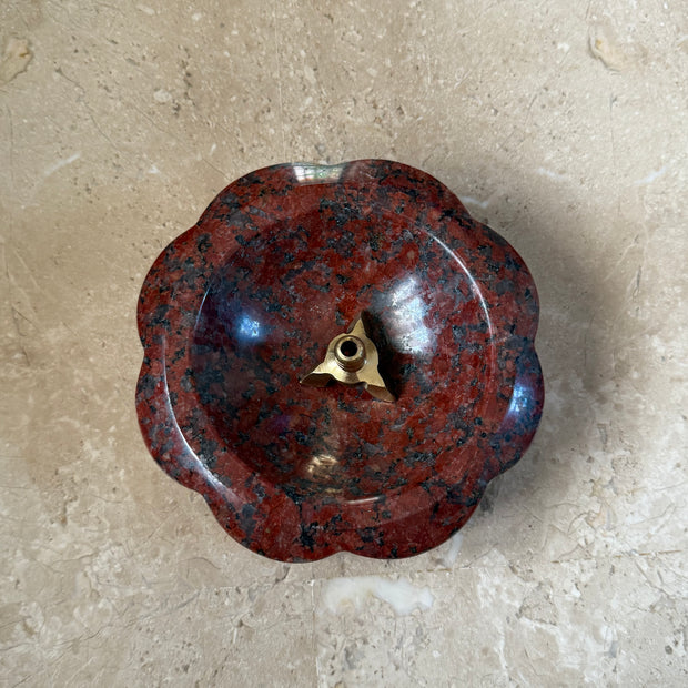 Bloom stone diya - Ruby Red Granite