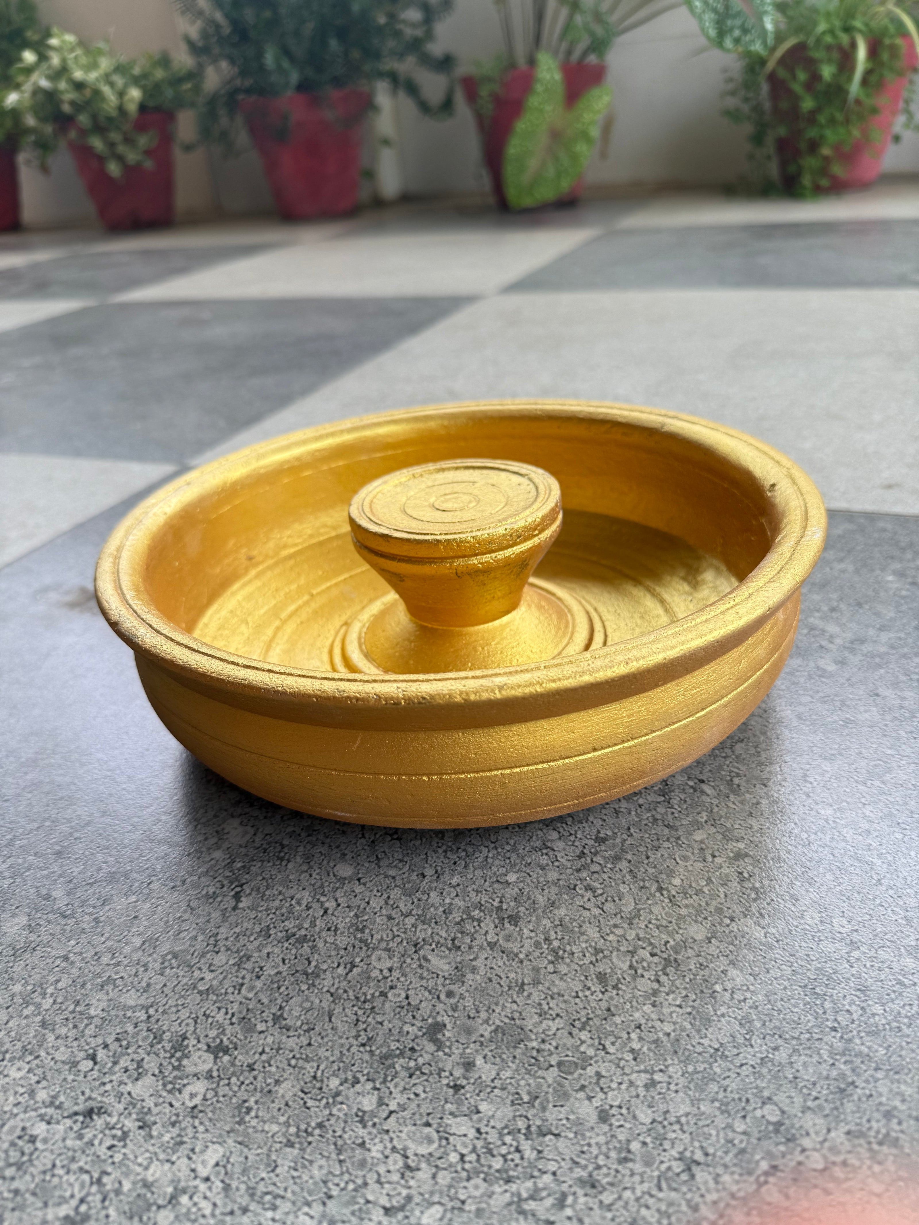 Vastu Bowl (10 inch diameter)- Soap stone with Gold coating