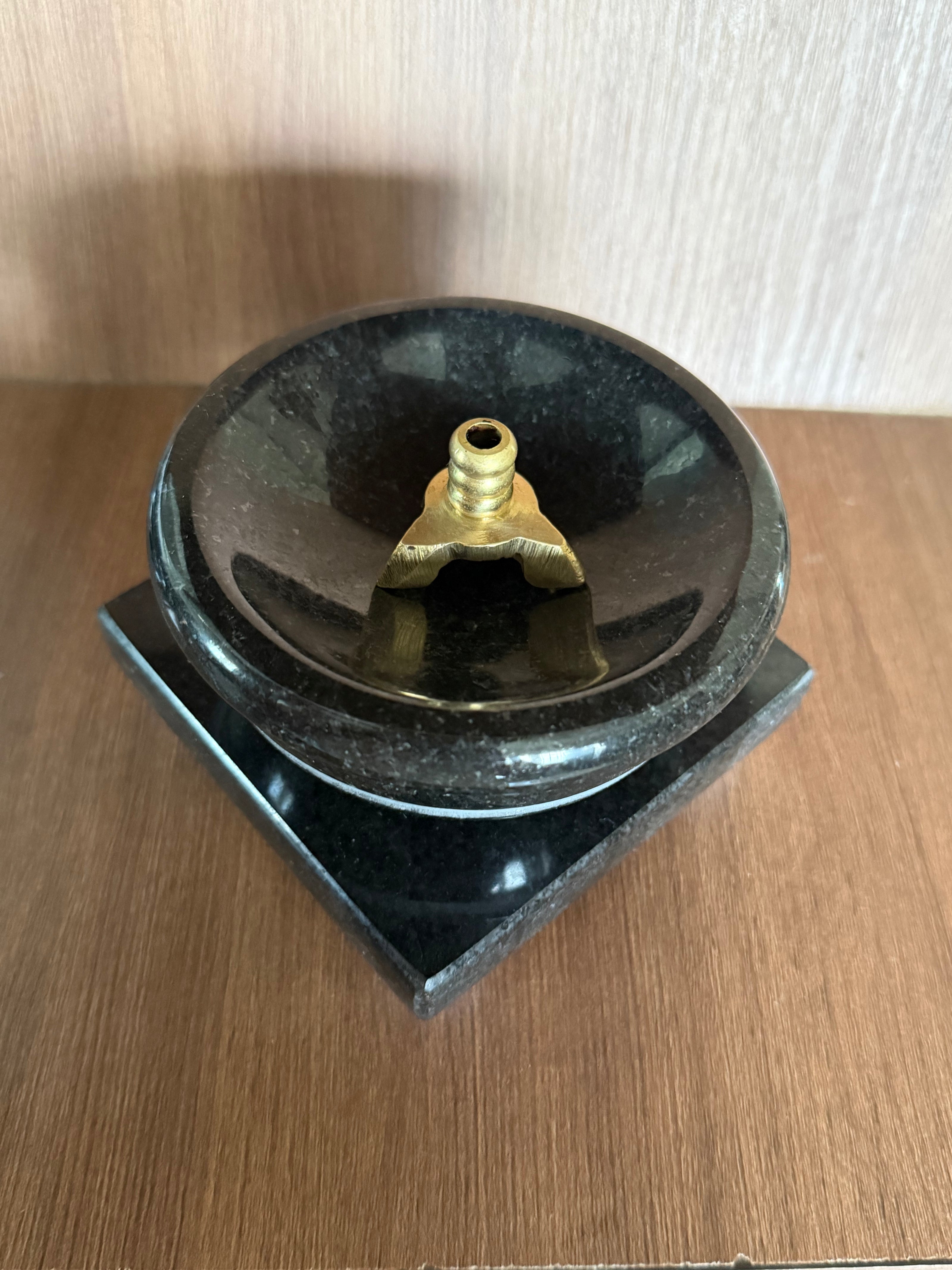 Combo set diya (diya + stand) - Jet Black granite