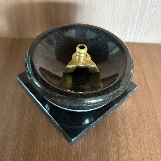 Combo set diya (diya + stand) - Jet Black granite