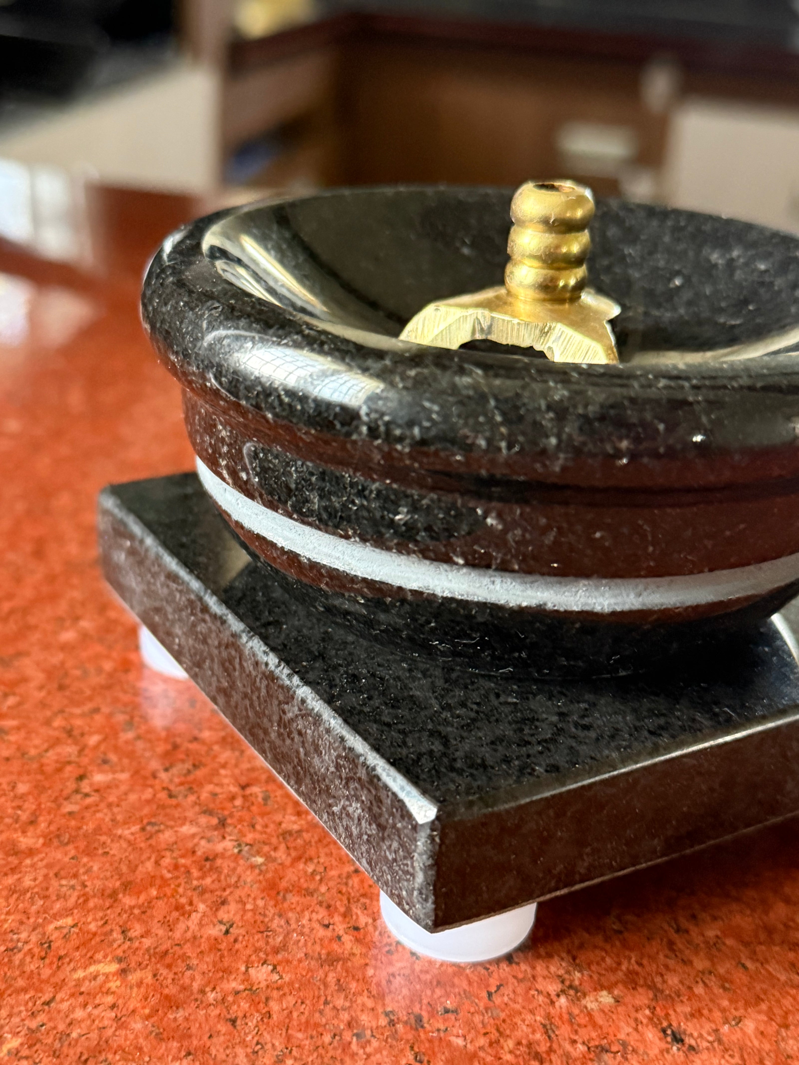 Combo set diya (diya + stand) - Jet Black granite
