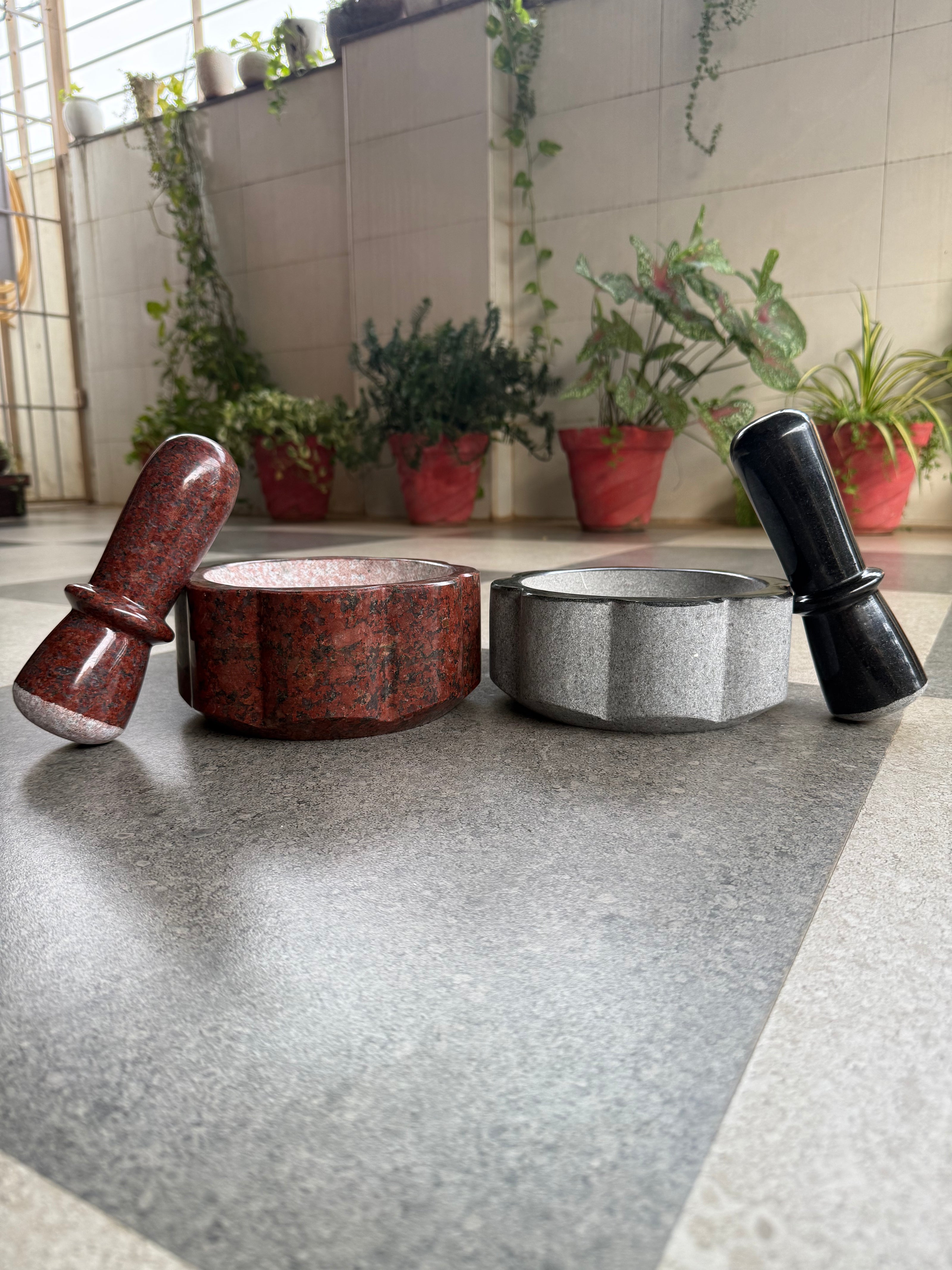 Bloom stone mortar and pestle (idikal)