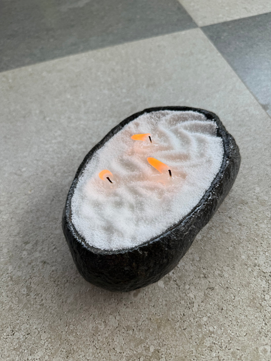 River Stone Candle Bowl (candle wax + 6 wick) - assorted size