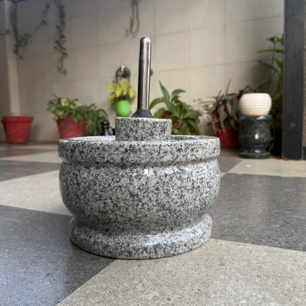 Attu Kal Polished Steel Handle (Grinding Stone)