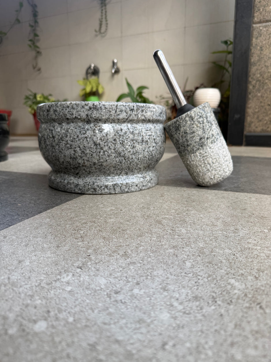 Attu Kal Polished Steel Handle (Grinding Stone)