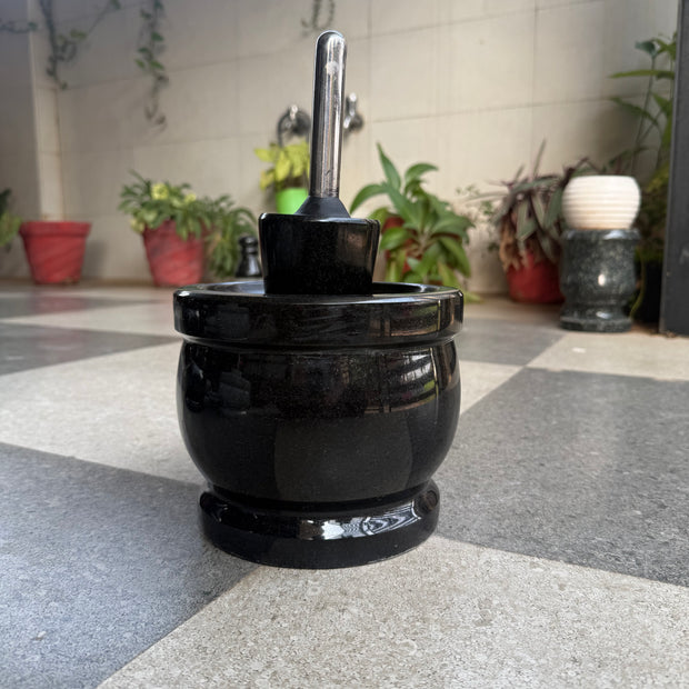 Attu Kal Polished Steel Handle (Grinding Stone)