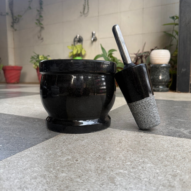 Attu Kal Polished Steel Handle (Grinding Stone)