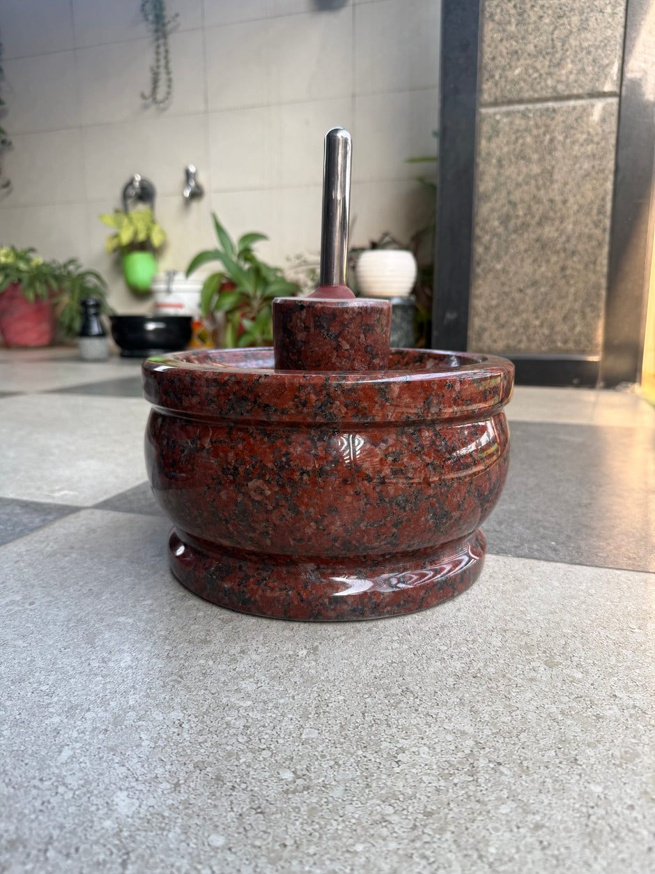 Attu Kal Polished Steel Handle (Grinding Stone)