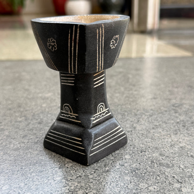 Diya (inbuilt stand) - soap stone