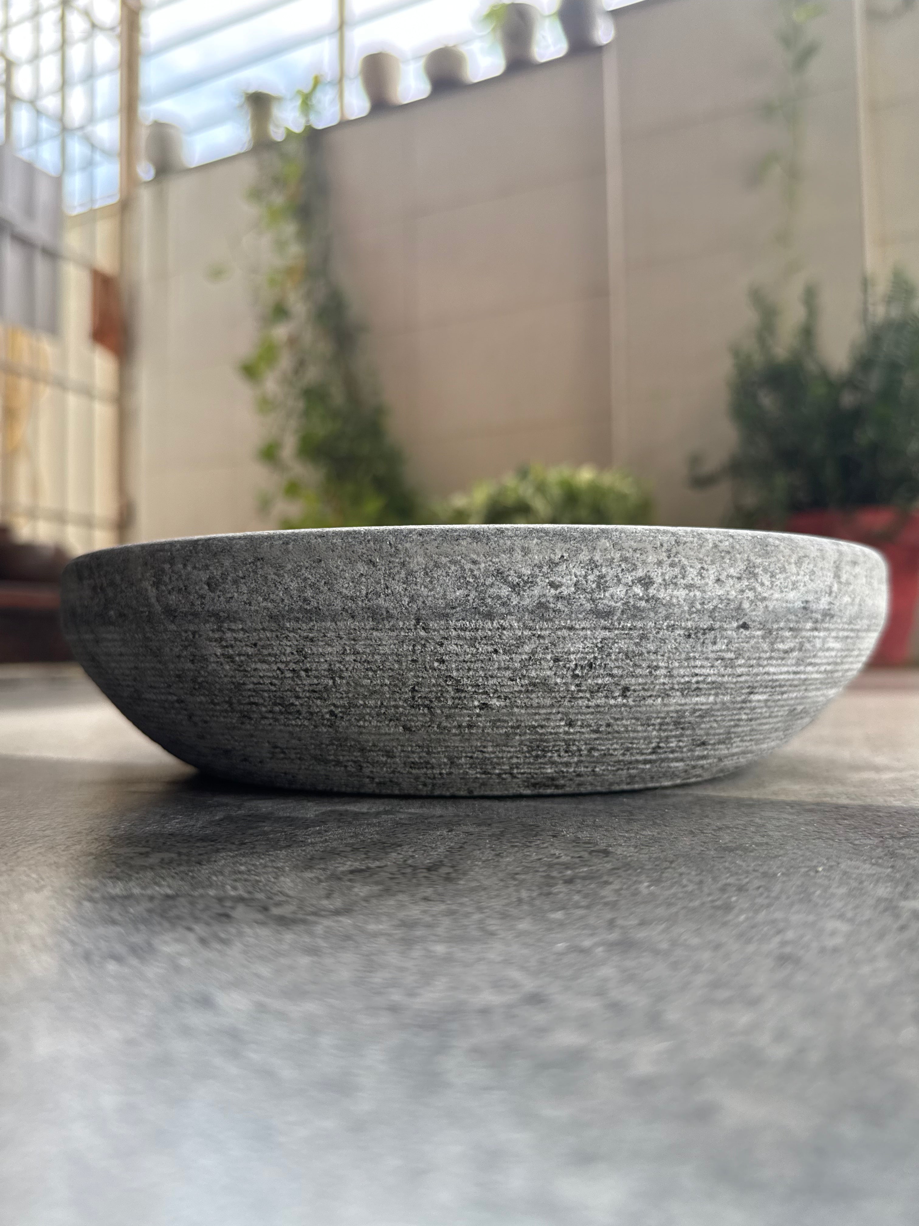 Karungal vastu bowl with 5 diya & wick holder